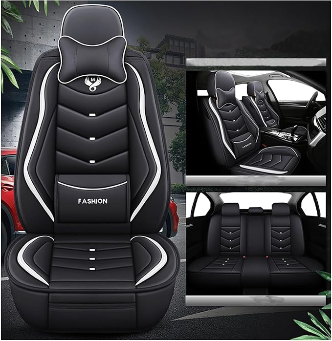 Car Seat Covers Full Set,Automotive seat Covers for Cars,Waterproof Leather seat Covers with Fixed Lumbar Support,Universal Fit for Most Cars,SUV,Trucks and Sedans