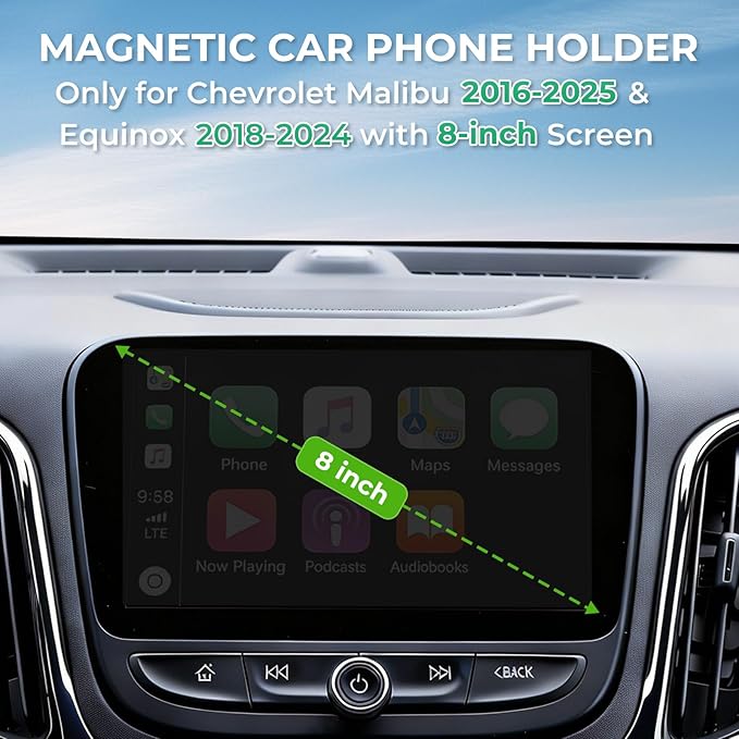 Car Phone Holder for Chevrolet Malibu 2016-2025 & Equinox 2018-2024 (Only for 8-Inch Screen) 360° Rotation Magnetic Cell Phone Mount, Compatible with Magsafe, Does Not Affect Air Vent