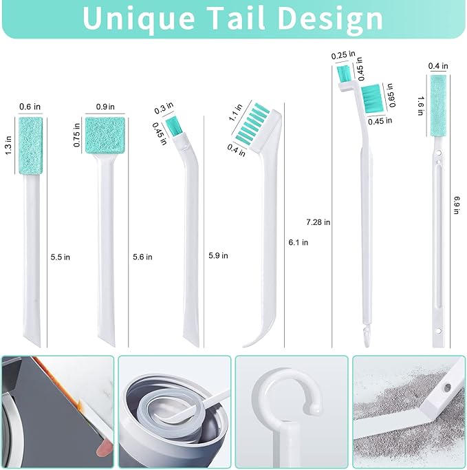 Lumkew Small Cleaning Brush Tight Spaces, 8pcs Crevice Cleaning Brushes Tool for Household Use, Tiny Cleaning Brush Mini Parts Humidifier Toaster
