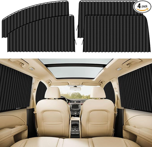 ZATOOTO Car Window Shades for Side Window 4 Pack Magnetic Car Curtains for Privacy Car Window Covers Blackout Blinds Upgrade to a Classy Ride for Camping Sleeping