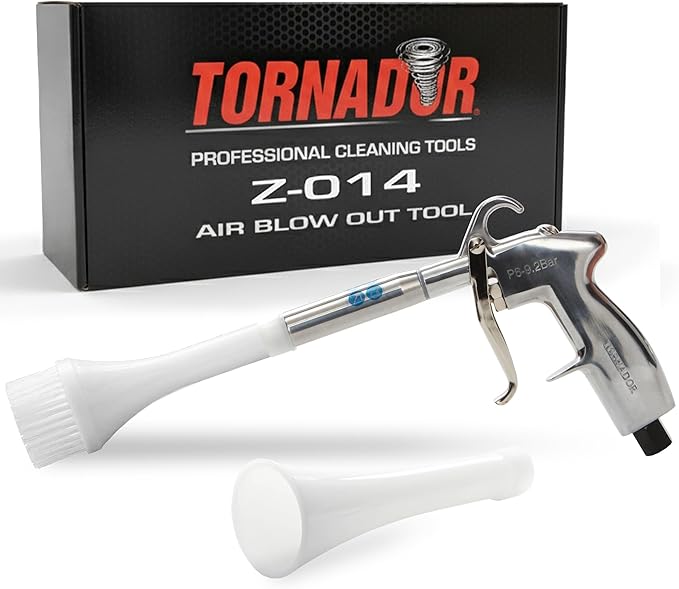 Tornador Z-014 Air Blow Out Tool Bundle | Includes CT-900 Brush Cone | High-Velocity Air Blowout with Brush Agitation | Professional Detailing for Vents, Carpet & Upholstery