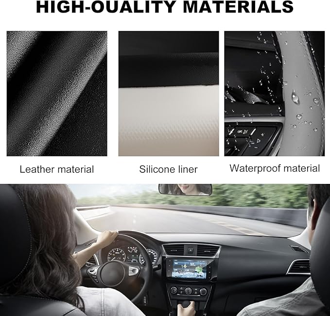 Leather Steering Wheel Cover, 15 Inch Soft Breathable Car Wheel Cover with Anti-Slip Lining, Universal Comfortable Steering Wheel Protector for Most Cars Trucks SUVs (Gray)