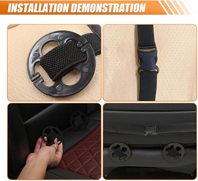 Luxury Faux Leather Car Seat Cover, Anti-Slip Waterproof Universal Front Bottom Seat Protector with Storage Pocket, Triangular Pattern Vehicle Seats Cushion for Sedans, SUVs, Trucks (Black&Red)