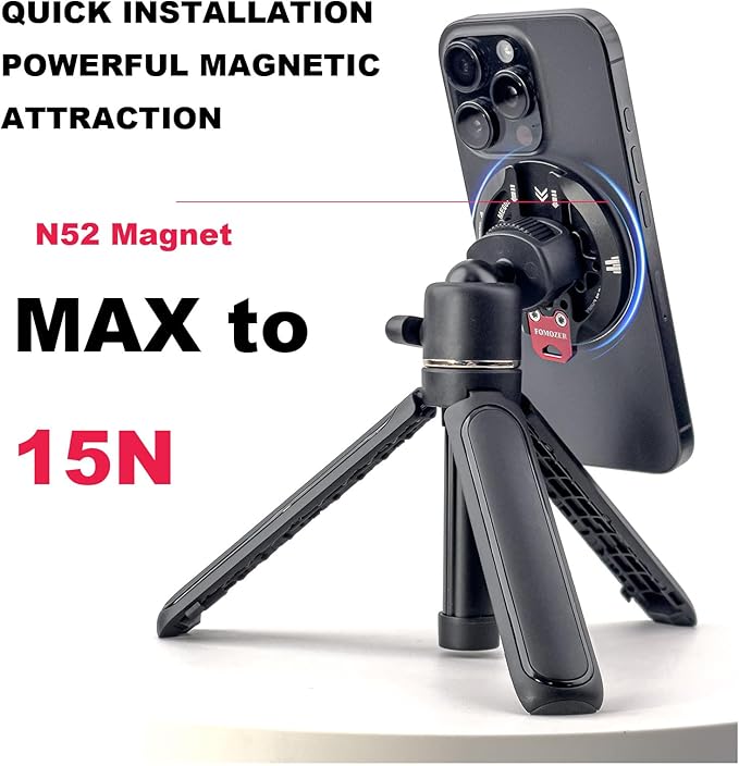Magnetic Tripod Mount Adapter with 1/4" Threads & Multi-Angle Arri Holes Code Shoe, MagSafe Compatible Stand for iPhone 17 Pro Max, 16 Plus, 15, 14, 13 Mini (ME60S)
