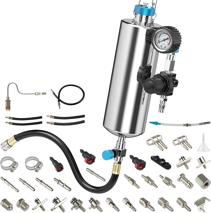Fuel Injector Cleaner Tool Kit;Non-Dismantling1000ML Fuel Injection System Cleaner with 21PC Adapter; 150PSI Pressure Adjustment for Gasoline Injector/Pressure Regulator/Release Cars/Intake System