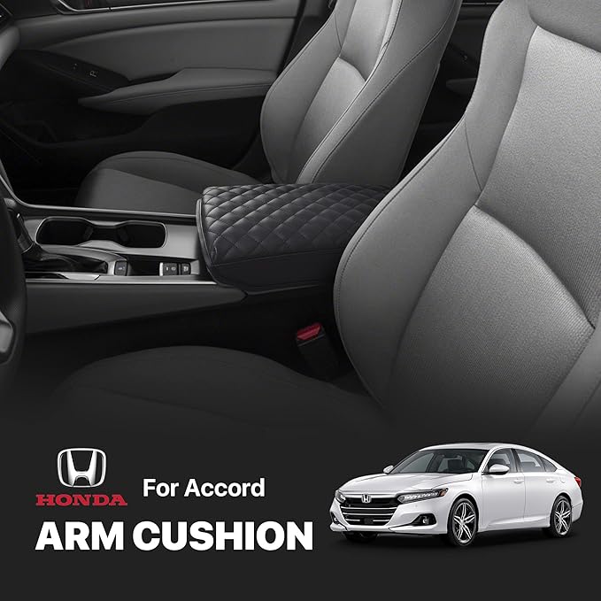 KMMOTORS Center Console Cover for Honda Accord 2018 2019 2020 2021 2022, Armrest Cushion Pad, Pet Scratch Protection, Vegan Leather Car Accessory