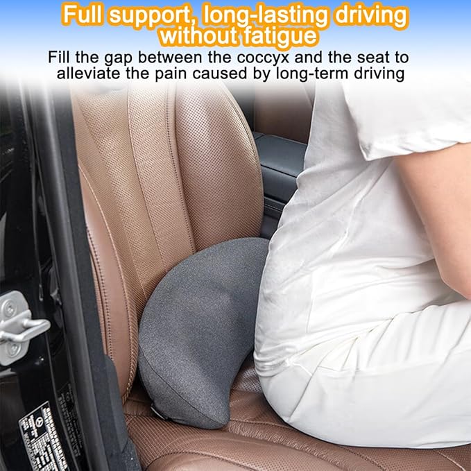 Mandark Car Seat Cushion, Memory Foam Vehicle Driver Seat Pad for Back & Sciatica Pain Relief, Comfortable Lumbar Pillow for Driving, Office Chair, Wheelchair, Universal for SUV, Truck, RV (Gray)