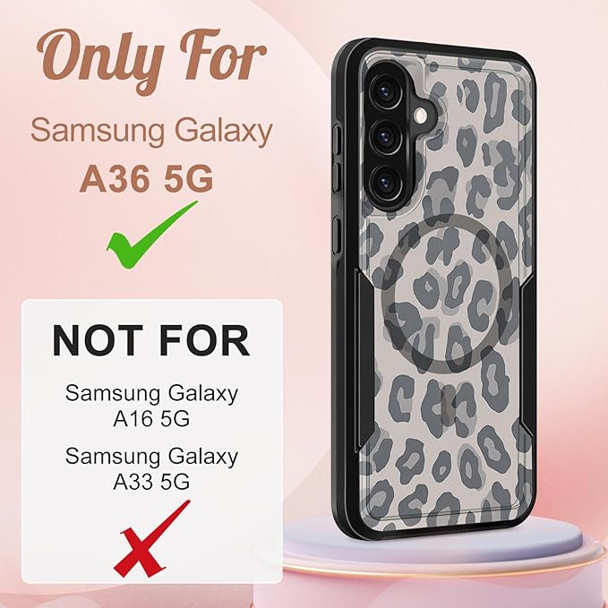for Samsung Galaxy A36 5G Phone Case - Compatible with MagSafe Women Girls Cute Magnetic Protective Cover Cool Fun Unique Leopard Heavy Duty Shockproof Design for Samsung A36 5G Cases 6.7"