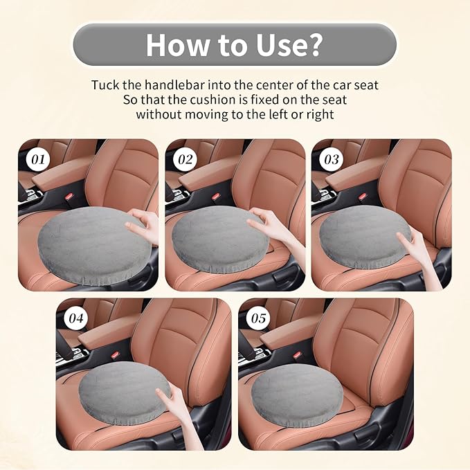 360 Rotating Car Seat Pad Revolving Swivel Seat Cushion for Elderly Stool Cushions Round Bar Stool Cushions Wheelchair Pad for Seniors Office 15.35" Diameter