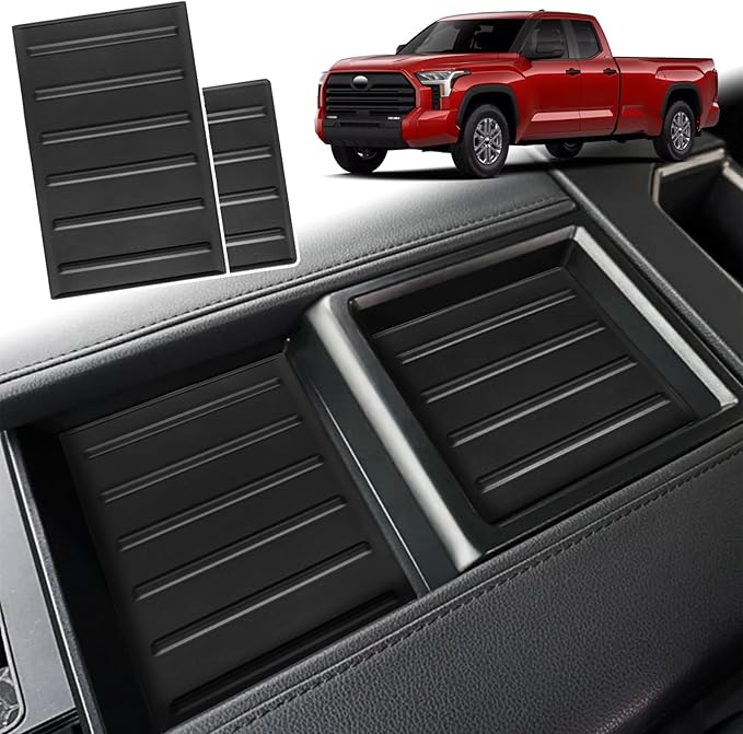 Center Console Tray Liner for Toyota Tundra Accessories 2022-2025 2026 (Only fits SR, SR5, Limited) & 2023-2025 2026 Sequoia Accessories Console Organizer Liner Anti-Slip Silicone Mat Pad 2 Pcs