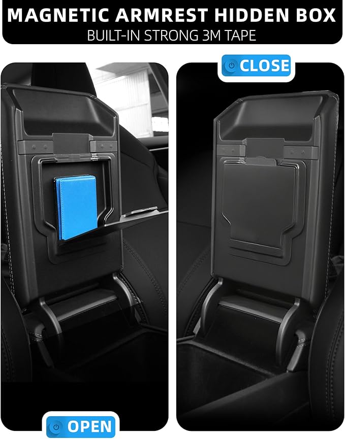 WinDu 2026 Model Y Juniper Accessories 5PCS NEW Center Console Organizer Tray for Tesla 2025-2026 Model Y Juniper Storage Tray [Silent Lining,Smooth Sliding] Armrest Hidden Box Cup Holder Camera Cover