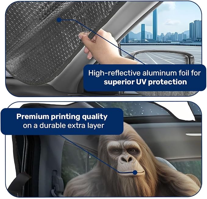 GENANY Bigfoot Windshield Sun Shade for Car SUV Truck (55x30 Inches), Front Window Visor for Windows, Protector Blocks UV