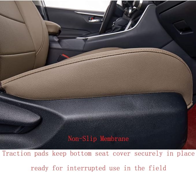EKR Rav4 Seat Covers Custom Fit for Toyota Rav4(Gasoline) 2019 2020 2021 2022 2023 2024 2025 LE/XLE/XLE Premium/Limited,Leather Car Seat Cover Full Set for SUV,Faux Leather(Sand Beige)