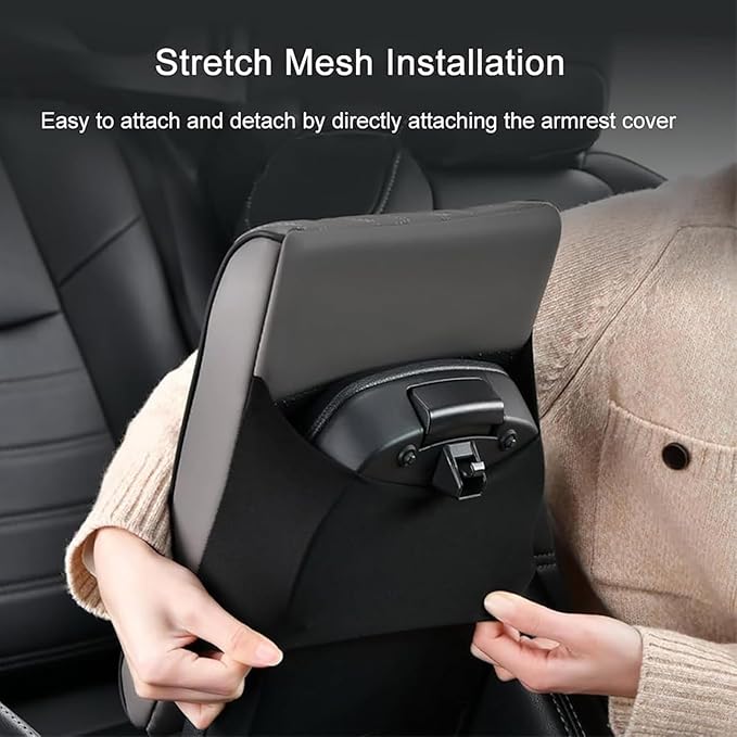 Leather Car Armrest Box Pad for Tesla Cybertruck 2023 2024, Memory Foam Car Center Console Cover Comfort Waterproof Arm Rest Cushion Pad Universal Accessories,E/Coffee
