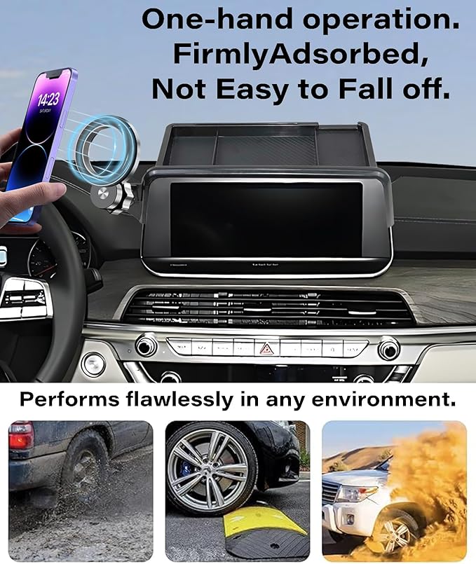 Car Phone Holder for KIA Telluride 2020 2021 2022 Accessories Apply to 10.25 Inch Screen Fixed Clip Magnetic Cell Phone Mount Hands-Free 360 Degree Rotation with Dashboard Storage Tray
