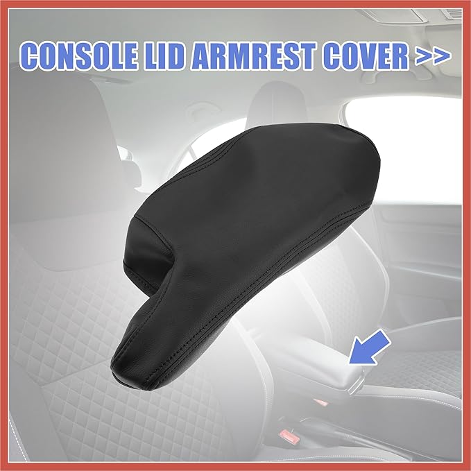ACROPIX Car Center Console Armrest Cover for Mazda 3 2014-2016 Faux Leather Interior Arm Rest Cover Elbow Cushion Pad Black Car Parts