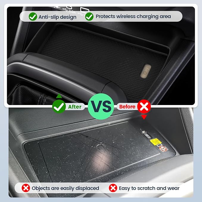 2PCS Center Console Organizer Tray Compatible with Subaru Crosstrek 2024 2025/Impreza 2024 2025 Interior Accessories, Silicone Center Console Wireless Charging Mat + Armrest Storage Box