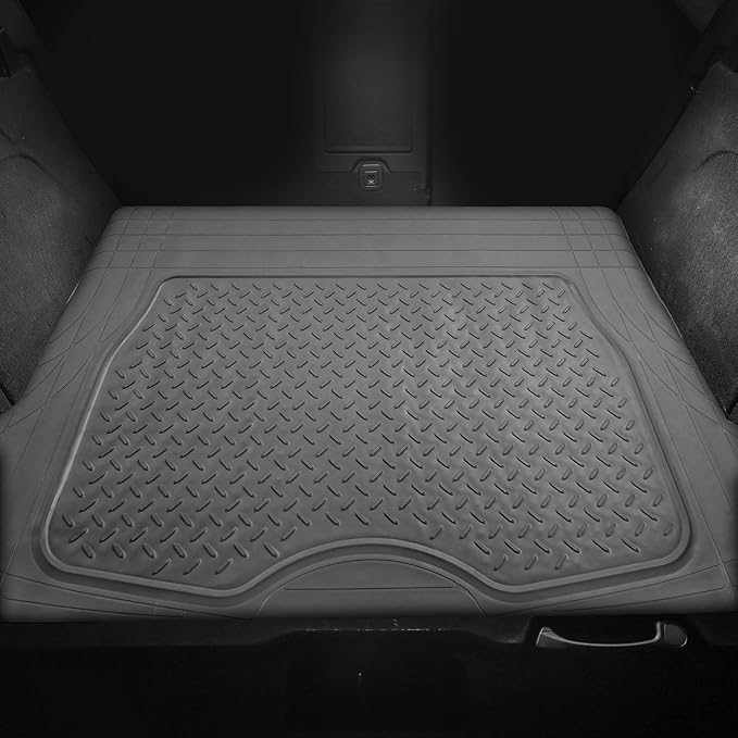 FH Group 3 Row Climaproof™ Trimmable Non-Slip Vinyl Floor Mats with Cargo Liner- Universal Fit for Cars Trucks and SUVs (Gray) F11306 + F16401
