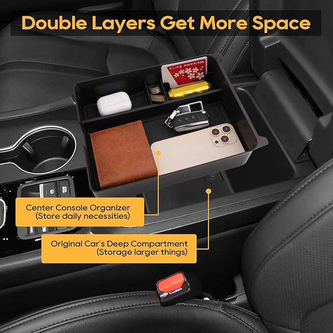 LFOTPP Center Console Organizer Compatible with 2023-2026 Honda Pilot/2024 2025 Ridgeline/2024-2026 Passport ABS Material Armrest Console Organizer 2026 Honda Trailsport Accessories
