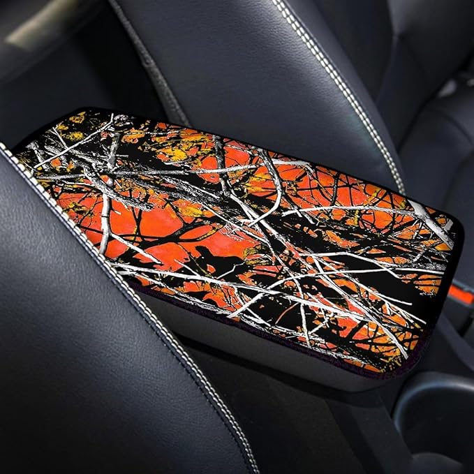 Auto Center Console Cover Pad Car Armrest Seat Box Cover Cushion Universal for Most Vehicle SUV Truck Car Accessories Decor,Red Tree Camo