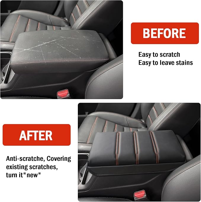 for CRV Center Console Cover 2026 2025 2024 2023 - [Upgraded] Thick & Soft Leather Anti-Slip Middle Armrest Cushion Protector for Honda CRV 2023 2024 2025 2026 Interior Accessories