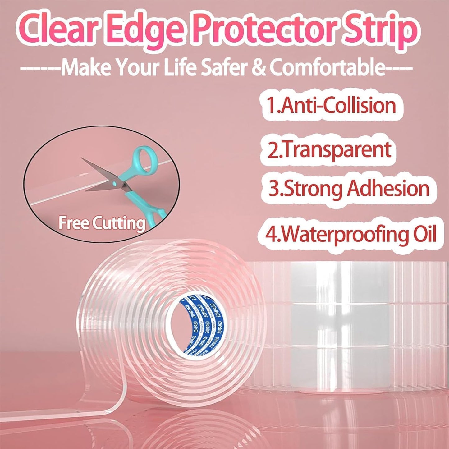 Clear Soft Corner Protectors for Furniture Strip,2in x13FT,2 Rolls,Sharp Edge & Table Bumper,Window Edge,Wall Protector, Soft Corner Guards Safe for Proof,Table Corner Protectors in Family