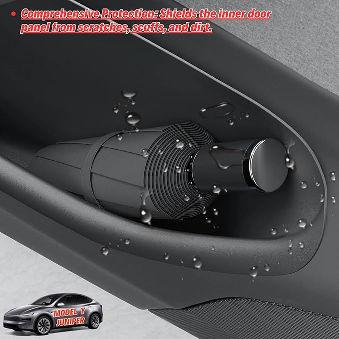 4Pcs 2026 2025 Tesla Model Y Juniper Door Pocket Liner Full Protector Cover Door Organizer Tray Side Storage Interior Accessories - Waterproof & Anti-Scratch TPE Inserts
