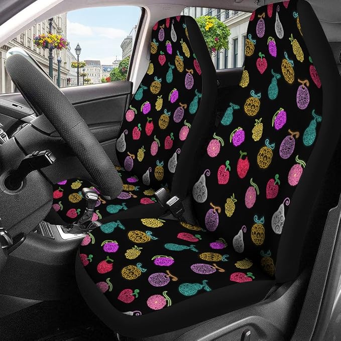 GENANY Power Fruit Car Seat Covers Set of 2, Breathable Front Seat Covers for Truck Sedan SUV, Anime Car Accessories, Anime Gift for Women Men