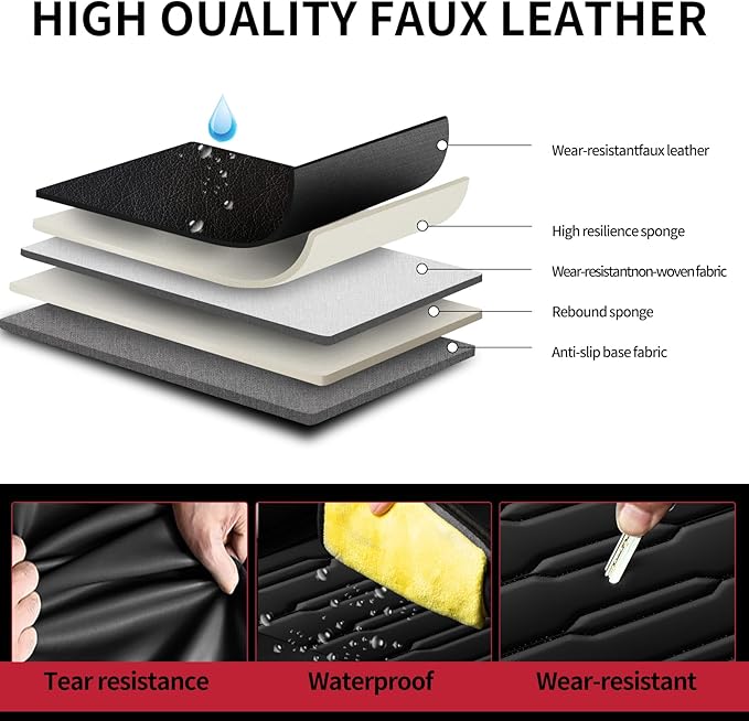 Fit Honda Fit Car Seat Covers for Honda Fit 2007-2019 2020 - Upgraded Premium Waterproof & Breathable Leather, Airbag Compatible, All-Weather Seat Cushion Protector (Full Set, Black)