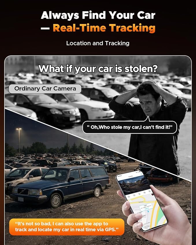 Volam 4G LTE Cellular Dash Cam with Live Streaming & GPS Tracking - Dual Car Security Camera with Remote Live View,Cloud Storage,AI Motion Detection,Sentry Mode, Anti-Theft Protection for Vandalism