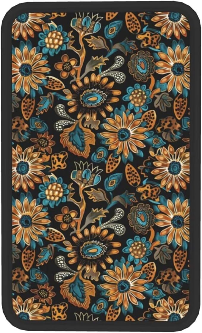 Center Console Cover Boho Flower Scratch Resistance Armrest Cover Protect Pad Car Accessories Hippie Sunflower Armrest Cushion Pad Seat Box Cover Protector