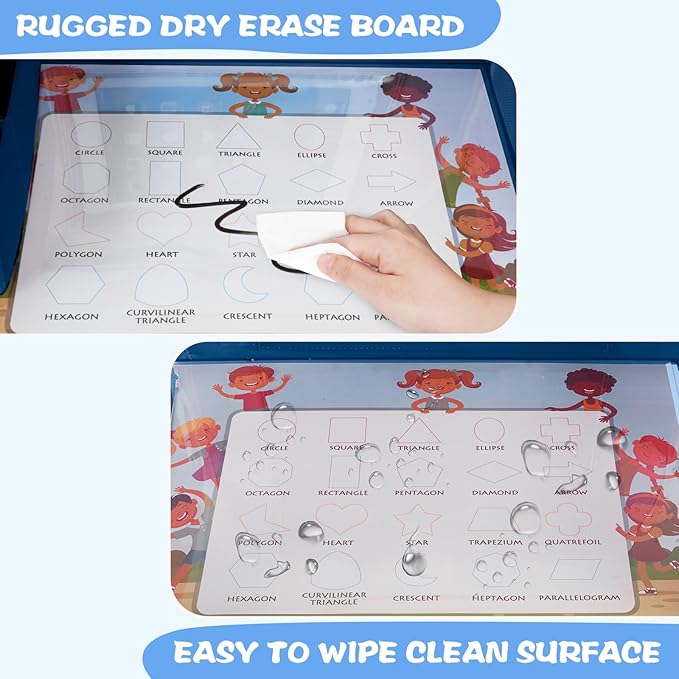 MENZOKE Kids Travel Tray for Toddler Car Seat, Toddler Gift for Boy Activities with Dry Erase Board & iPad Holder Stand, Road Trip Essentials Accessories Lap Tray for Boy as Birthday Gift, Dark Blue