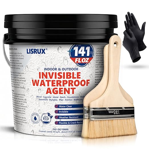 Transparent Waterproof Sealant, 141 Oz Transparent Waterproof Coating for Roof Repair, Walls, Window, Bathroom, Kitchen, Water-Based Clear Sealant, Indoor & Outdoor Invisible Waterproof Agent