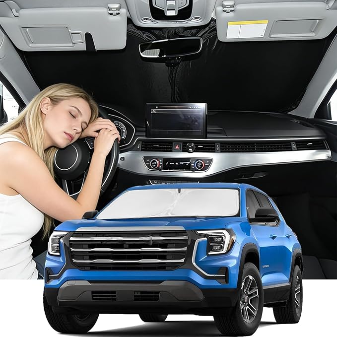 Windshield Sunshade for GMC Terrain 2025-2026 Sun Shade Car Windshield Accessories Upgrade 4 Layers Blocks UV Rays Custom Fit Terrain 240T Car Window Shades Front Windshield Keep Cool Foldable