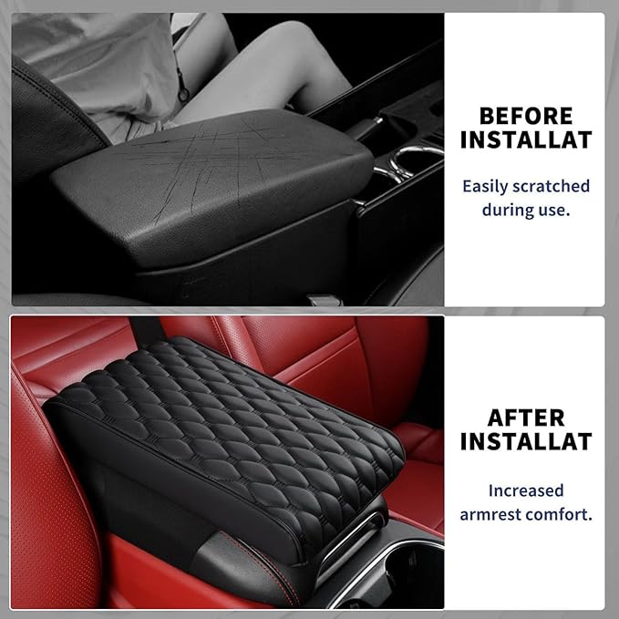 Auto Armrest Cushion Pads for Audi A6(2018-2023) Accessories Car Centre Console Armrest Pad Durable Material and Easy to Clean-is Waterproof and Anti-Scratch