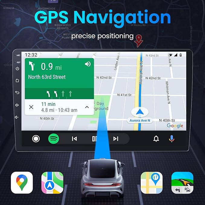4Core 64ROM Car Radio for Dodge RAM 1500 2500 3500 2009-2012:Upgrade for Ram GPS SWC Bluetooth 5.0 10.2 Inch IPS Touchscreen Back-Up Camera Wireless CarPlay & Android Auto