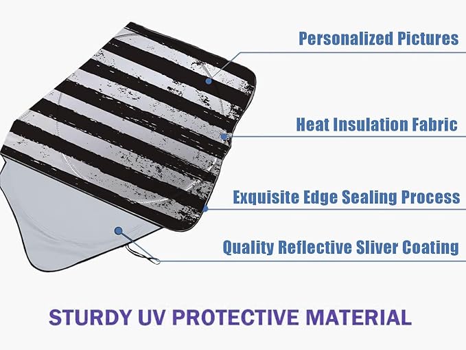 American Flag Car Windshield Sun Shade Foldable Sunshade Front Window Cover Sun Visor Protector Accessories (59x27.5 inches)
