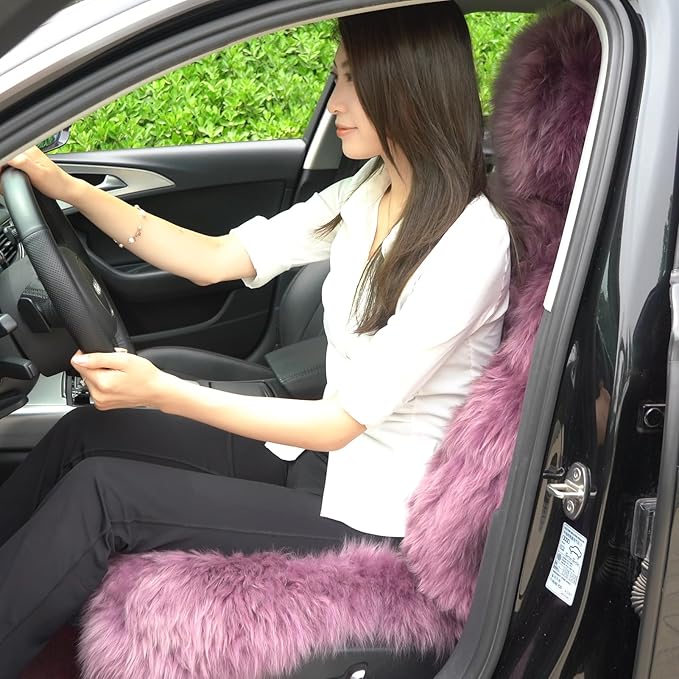 Fluffy Genuine Sheepskin Car Seat Cover-Fuzzy Real Fur Auto Cushion-Universal Fit Soft Long Wool Pad for Front Driver Accessories Protecter Truck, SUV, Van (Peacock Blue, 2 Pcs Front Seat Cover)