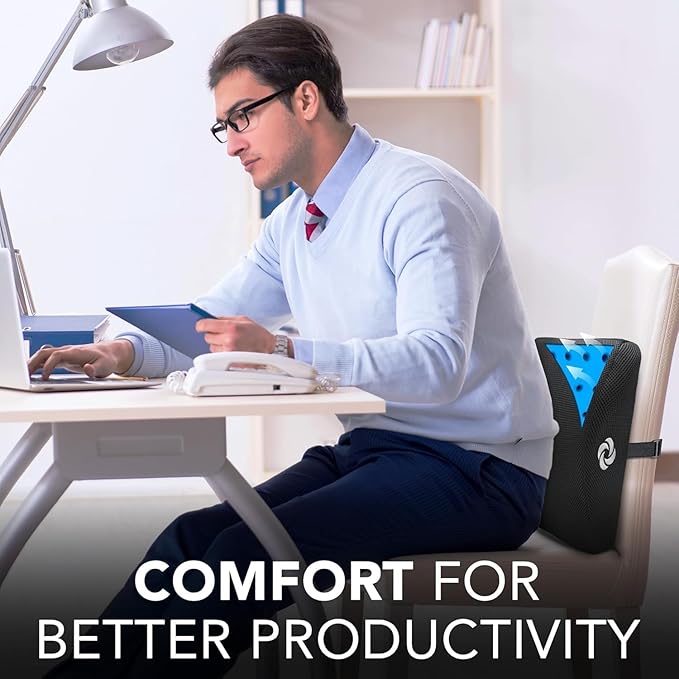 Samsonite Memory Foam Lumbar Support Pillow for Office Chair, Gaming Chair, or Car-Ergonomic Back Cushion-Home Essentials for Sitting Comfort and Posture Relief Back Support with Cooling Gel, Black
