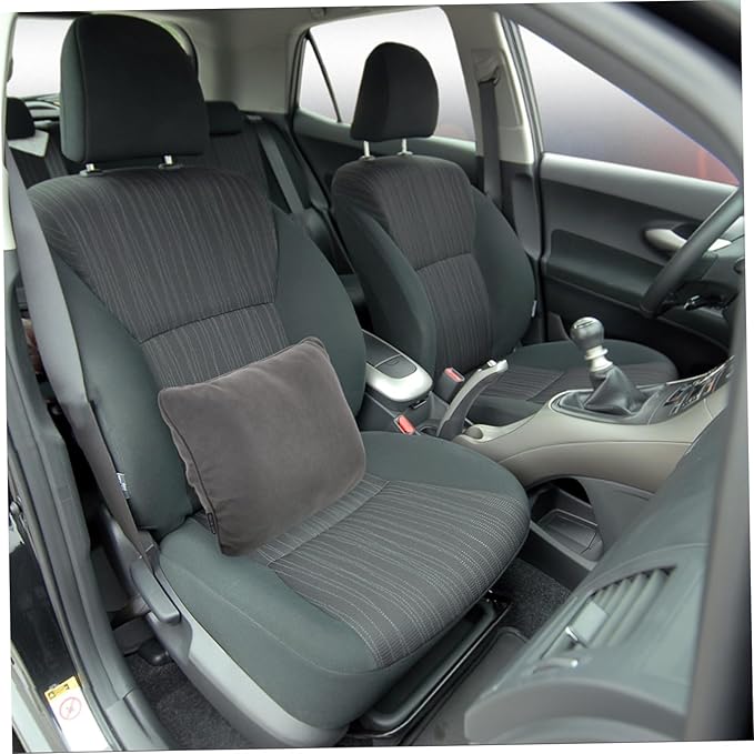 Ergonomic Car Seat Cushion for Driving Comfort PP Cotton Lumbar Support Pillow for Office and Car Stylish Grey Back Cushion Reduces Lower Back Easy Installation