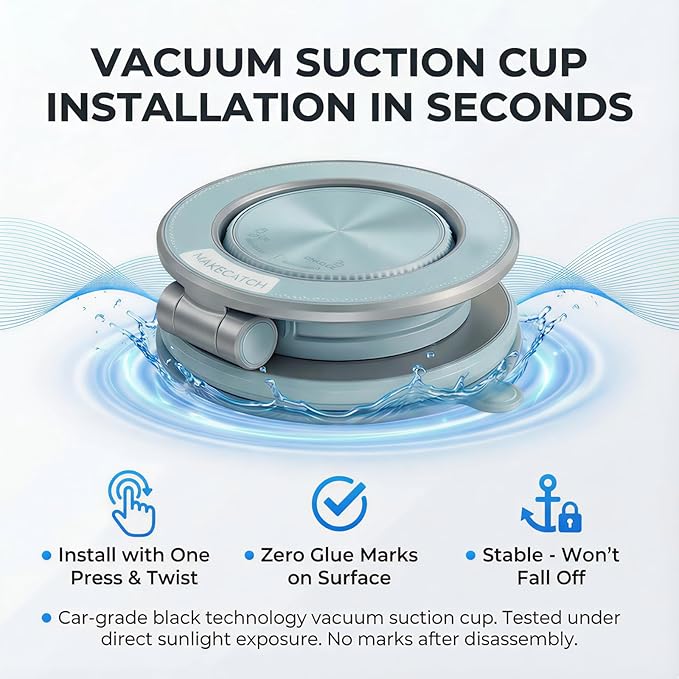 Magnetic Car Phone Mount, 0.83" Ultra-Slim Foldable Holder, [Vacuum Suction & Adhesive Pad] for Textured Dashboard/Windshield, 3-Joint Metal MagSafe Mount for iPhone 17 Pro Max/Pixel (Blue)