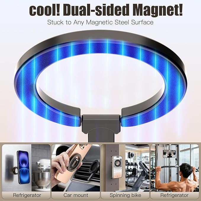 Magnetic Phone Ring for MagSafe Grip [Dual-Sided Magnetic] [Super Magnet] [Magnet Phone Stand Grip Compatible with Car Mounts] Mag Safe Accessory for iPhone 17/16/15/14/13 Pro Max Plus, Grey