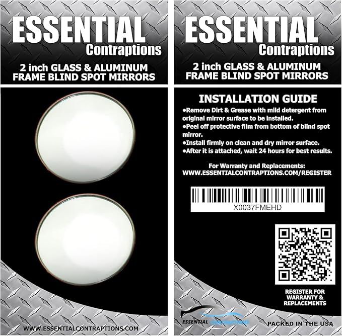 Blind Spot Car Mirror 2 Pack-2 Inch Round Rear View Convex Mirrors for Cars/SUVs/Motorcycles/Trucks/Trailers/Snowmobiles/Bicycles/RVs/Boats/Golf Carts with Rust Resistant Frame-HD Real Glass