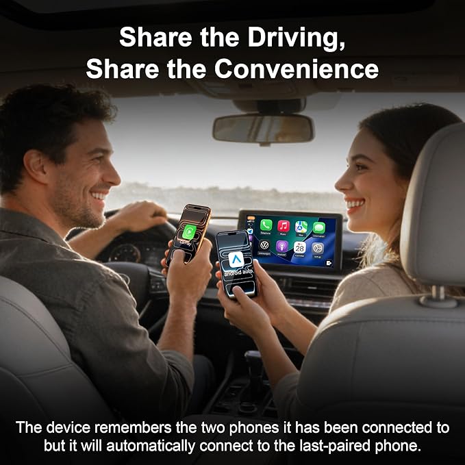 2026 Upgraded Mini Wireless CarPlay Adapter for Apple CarPlay & Android Auto, Plug & Play, Fast and Auto Connect, No Latency 2 in 1 Car Play Wireless Adapter for iPhone iOS 10+ & Android 11+
