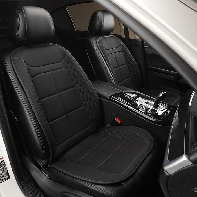 Car Seat Cushions, Car Seat Cover Foldable Portable Seat Cover for Back and Seat Cushions with Bottom Anti Slip Silicon(1 Pack/Black)
