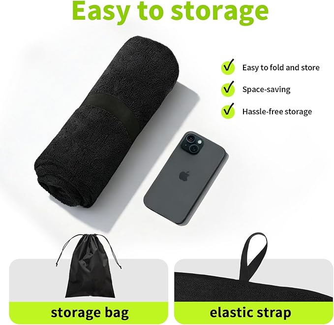 Leader Accessories Black Waterproof Sweat Towel Seat Cover Universal Non-Slip for Car Truck SUV Seat for Dog & Kid Workout Outdoor OR Sport Activities