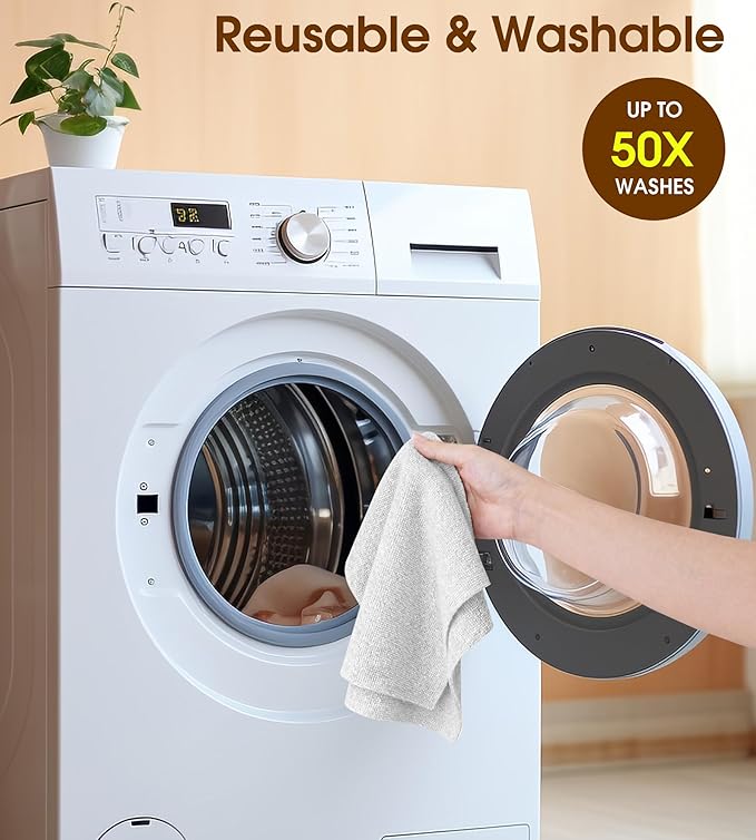 KitchLife Microfiber Cleaning Cloth Roll, 100 Pack - Tear-Away Microfiber Paper Towels, Lint-Free, Reusable, Washable for Kitchen, Car, Dishes, and Sensitive Surfaces (Light Gray)