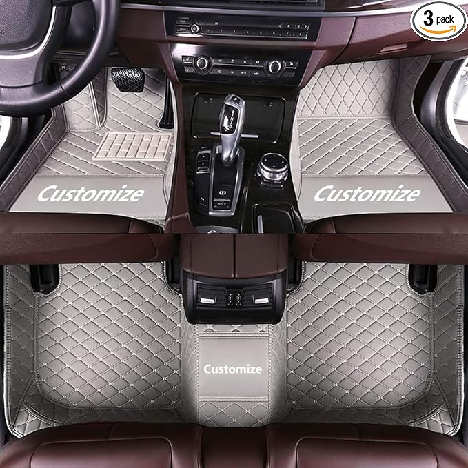 Custom Fit Car Floor Mats - Full Coverage Automotive Leather Floor Liners for Most Vehicles by MingyunSM (Gray)