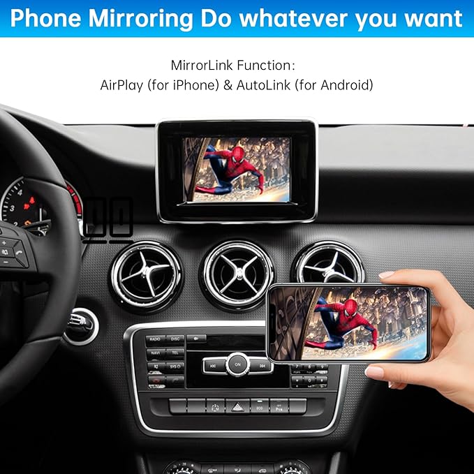 Road Top Wireless CarPlay & Android Auto Retrofit Kit for Mercedes-Benz C/E/GLK/ML/CLA/GLA/CLS/SLK 2012-2015, NTG4.5/4.7 System, AUX Required, CarPlay Interface Decoder, MirrorLink, Camera Support