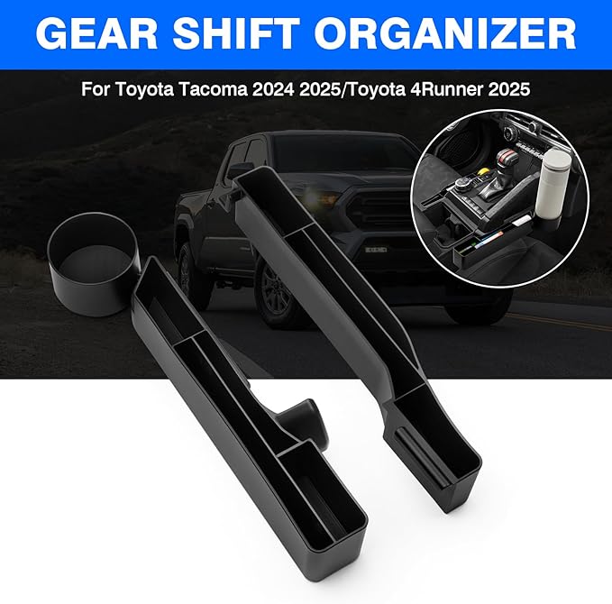 Autorder Gear Shift Organizer for Toyota Tacoma 2024-2026/4Runner 2025-2026 Accessories Center Console Organizer Removable Cup Holder Gear Shift Inser